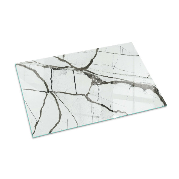 Rectangular glass hearth for wood stove Marble Vein Pattern