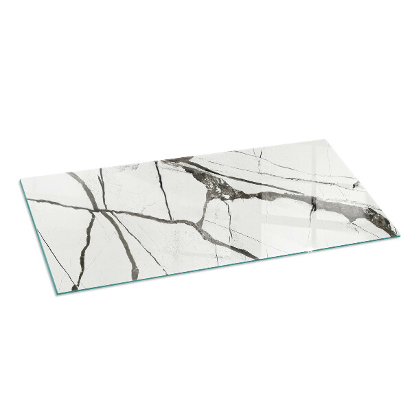 Rectangular glass hearth for wood stove Marble Vein Pattern