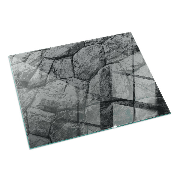 Rectangular glass hearth Natural stone pattern
