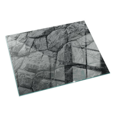 Rectangular glass hearth Natural stone pattern