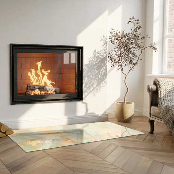 Rectangular glass hearth Abstract marble pattern