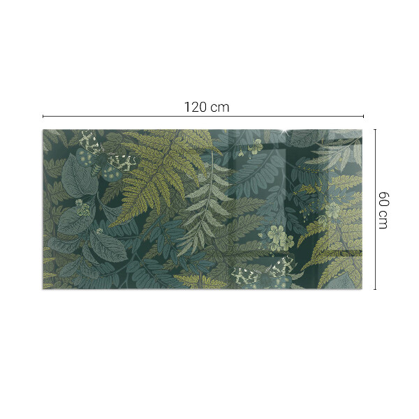 Rectangular glass hearth for wood stove Plant motifs with butterflies