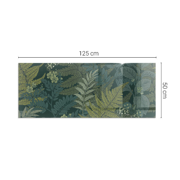 Rectangular glass hearth for wood stove Plant motifs with butterflies