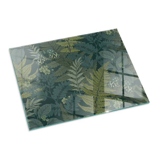 Rectangular glass hearth for wood stove Plant motifs with butterflies