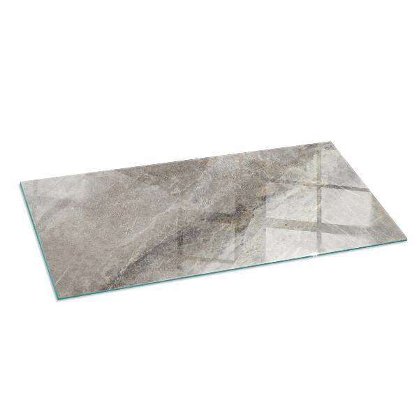 Rectangular glass hearth for log burner Natural stone pattern