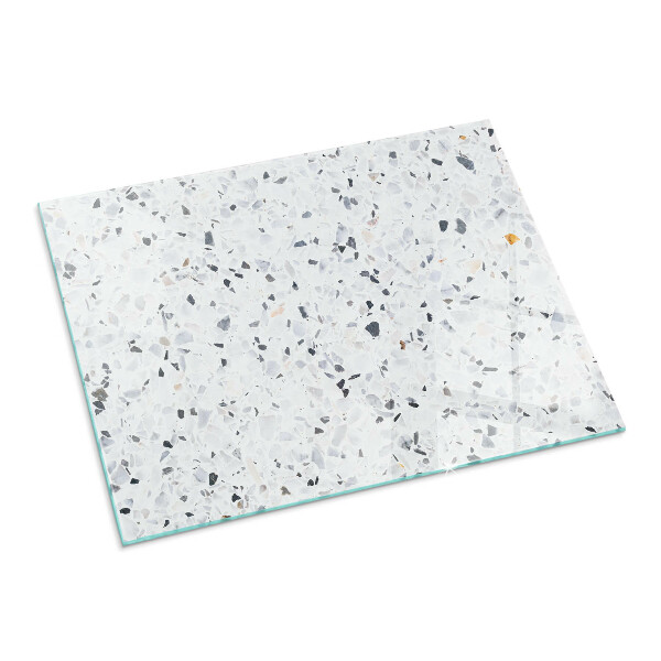 Rectangular glass hearth for log burner Stone pattern with particles