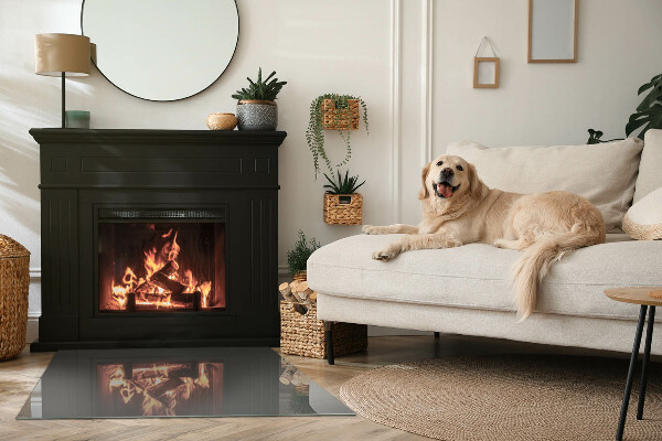 Rectangular glass hearth Color Gray-brown