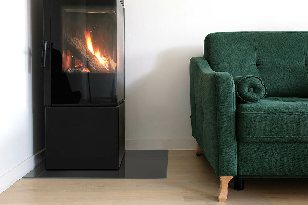 Rectangular glass hearth Color Gray-brown