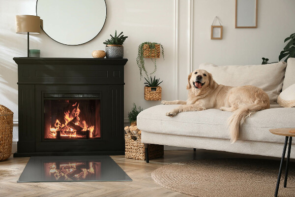 Rectangular glass hearth Color Gray-brown