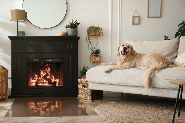 Rectangular glass hearth for log burner Color Brown