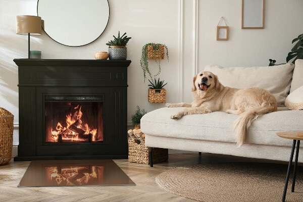 Rectangular glass hearth for log burner Color Brown