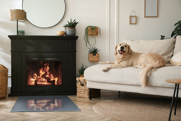 Rectangular glass hearth for wood stove Color Dark Blue