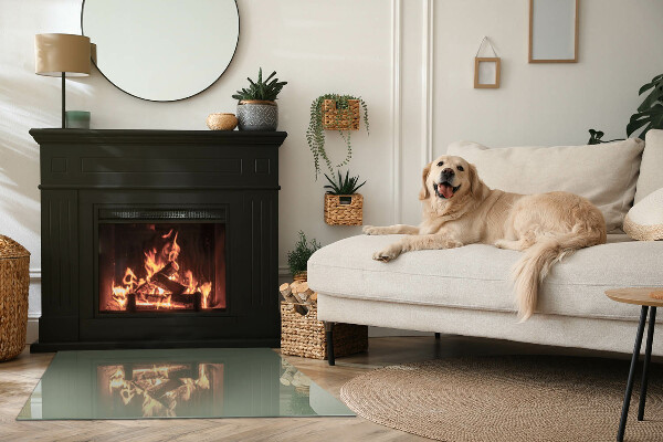 Rectangular glass hearth Olive color