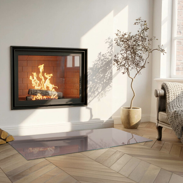 Rectangular glass hearth for log burner Color Beige