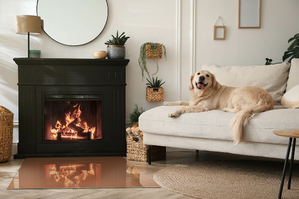 Rectangular glass hearth for log burner Color Brown