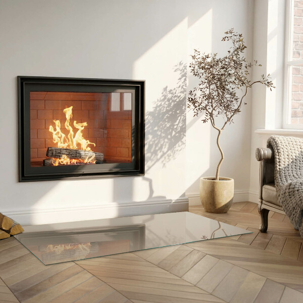 Rectangular glass hearth Color Brown