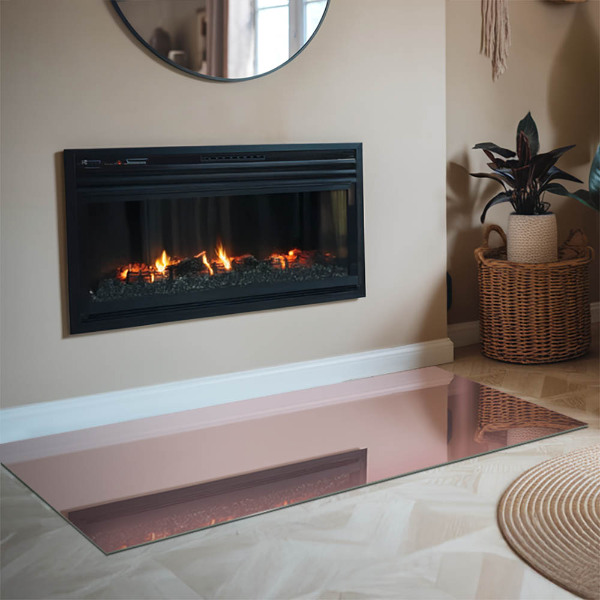 Rectangular glass hearth for log burner Color Pink