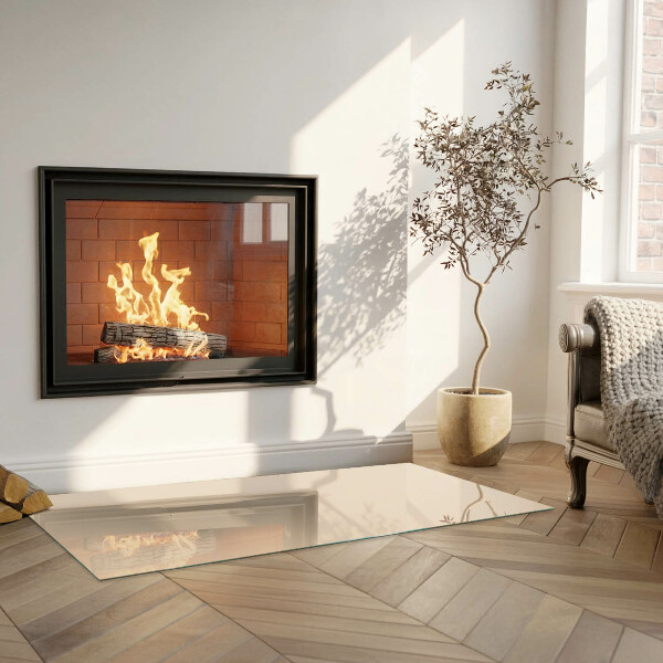 Rectangular glass hearth for wood stove Color Beige