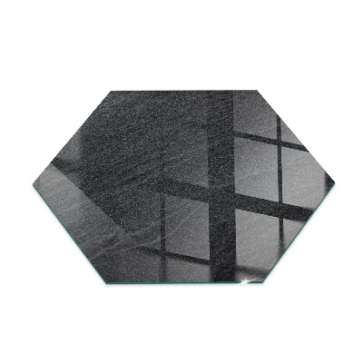 Hexagonal glass hearth for stove Natural stone texture