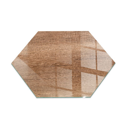 Hexagonal glass hearth for stove Natural wood pattern