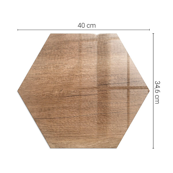 Hexagonal glass hearth for stove Natural wood pattern