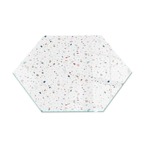 Hexagonal glass hearth for stove Pattern with small shapes