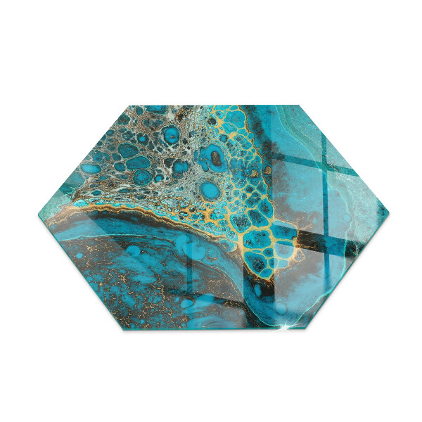 Hexagonal glass hearth pad Abstract organic pattern