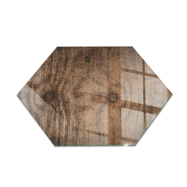 Hexagonal glass hearth pad Natural wood pattern