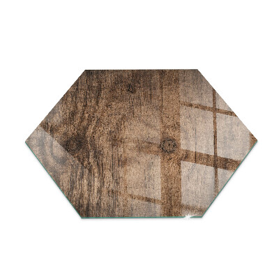 Hexagonal glass hearth pad Natural wood pattern