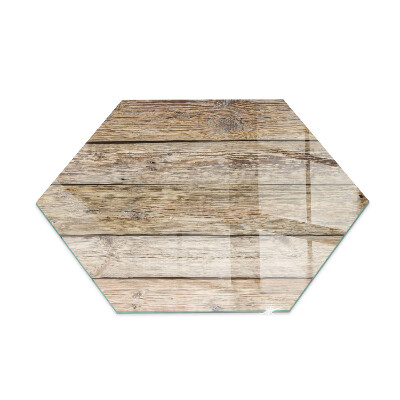 Hexagonal corner glass hearth Wooden board in the layout