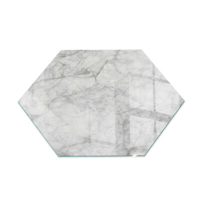 Hexagonal glass hearth for stove Marble structure pattern