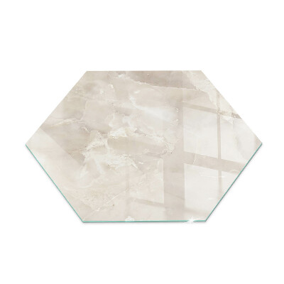 Hexagonal corner glass hearth Natural marble pattern