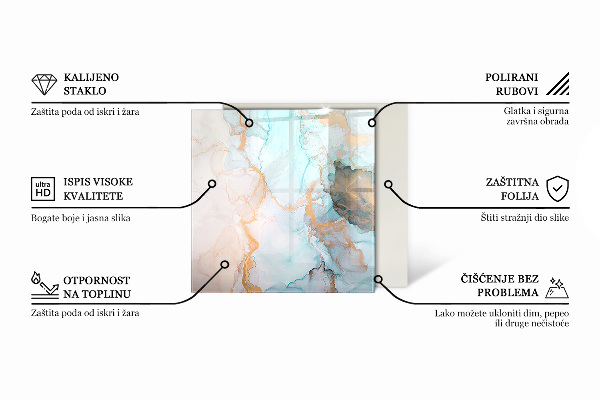 Hexagonal corner glass hearth Natural marble pattern
