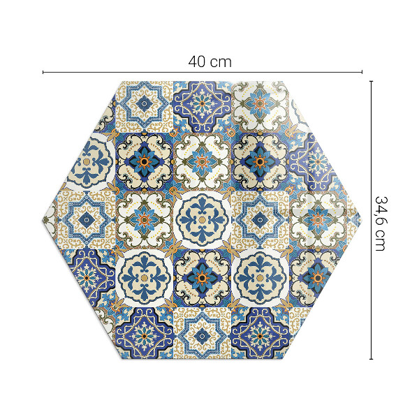 Hexagonal corner glass hearth Mosaic pattern with flowers