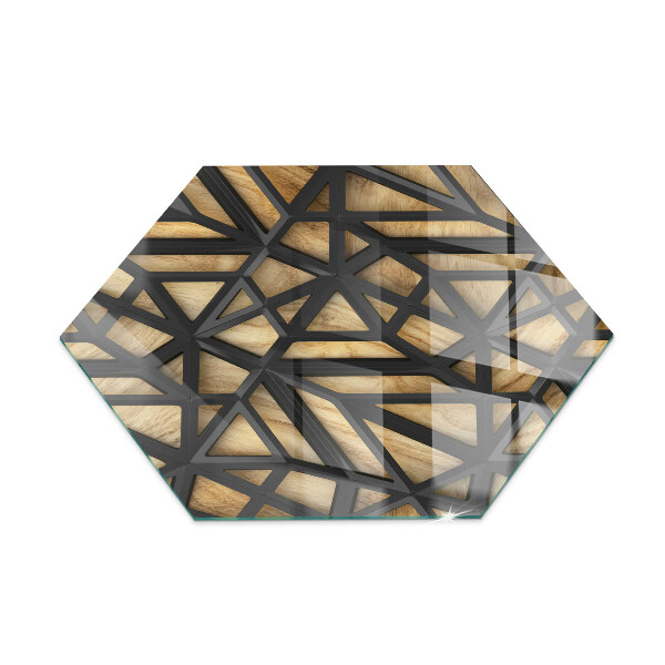 Hexagonal glass hearth for stove Geometry with wood