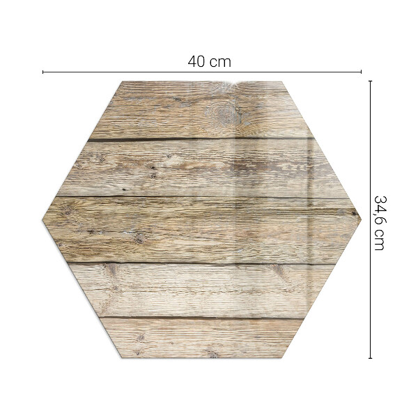 Hexagonal glass hearth for stove Natural wood boards