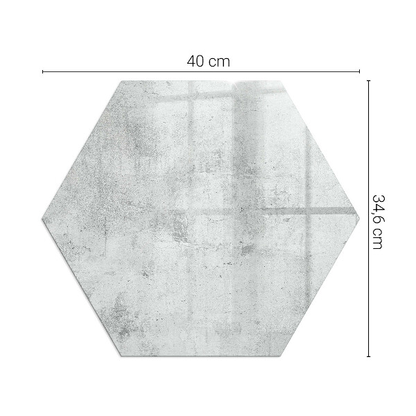 Hexagonal glass hearth for stove Raw concrete texture