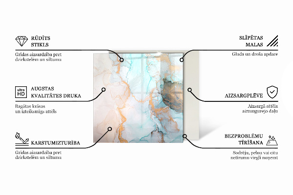 Hexagonal glass hearth for stove Marble Vein Pattern