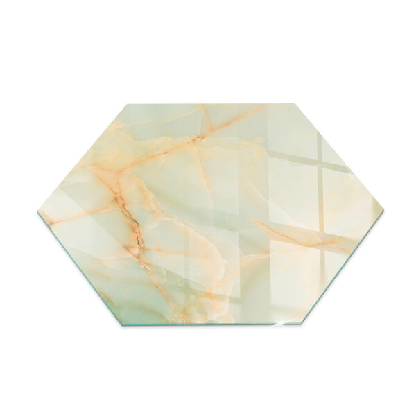 Hexagonal corner glass hearth Abstract marble pattern
