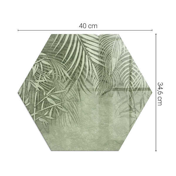 Hexagonal corner glass hearth Tropical leaves in the background