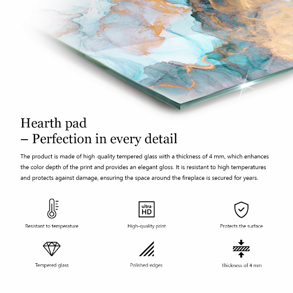 Hexagonal glass hearth pad Delicate marble pattern