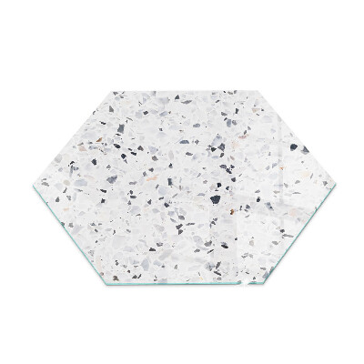 Hexagonal glass hearth pad Stone pattern with particles