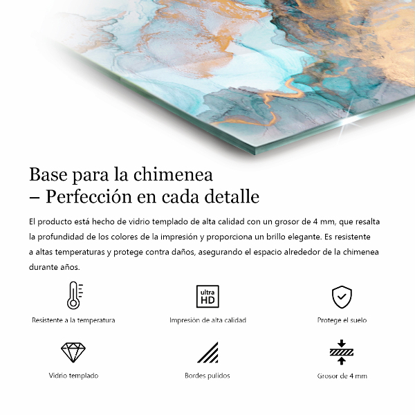 Hexagonal glass hearth pad Stone pattern with particles