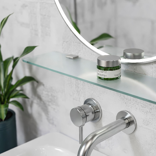 Translucent floating shelf for mirror 17x5 inches