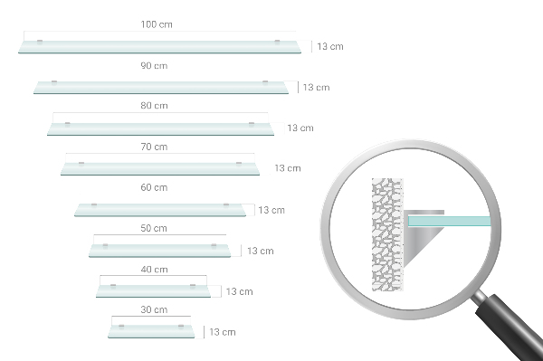 Translucent glass bath and shower shelf 19x5 inches