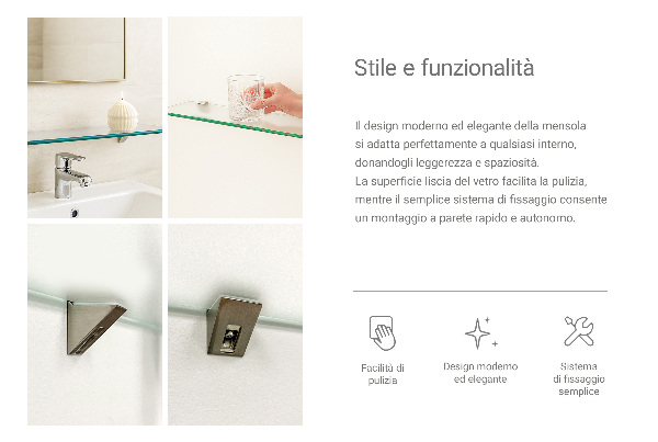 Translucent floating shelf for mirror 31 by 5 inches
