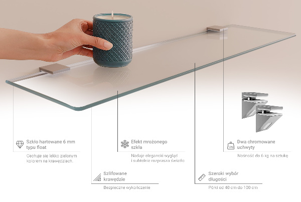 Translucent floating shelf for mirror 31 by 5 inches