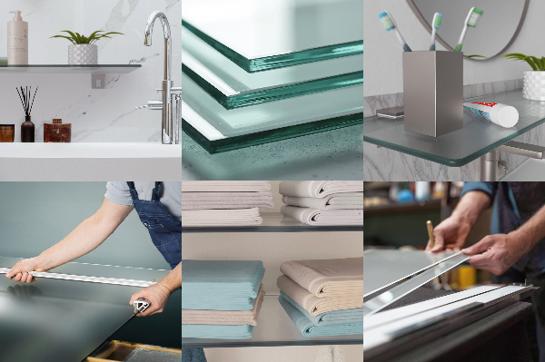 Translucent tempered glass bathroom shelf 15 by 5 inches