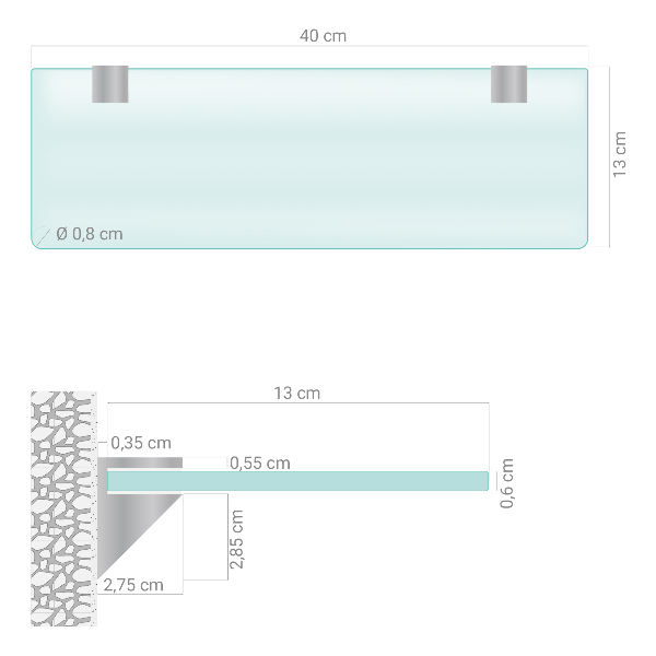 Translucent tempered glass bathroom shelf 15 by 5 inches