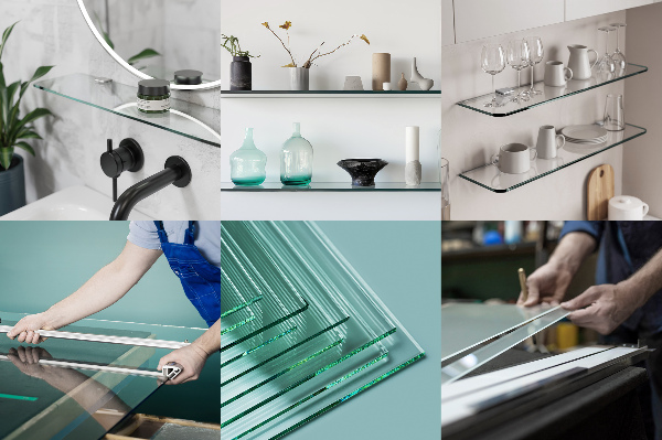 Wall-mounted glass bath shelf 70x13 cm